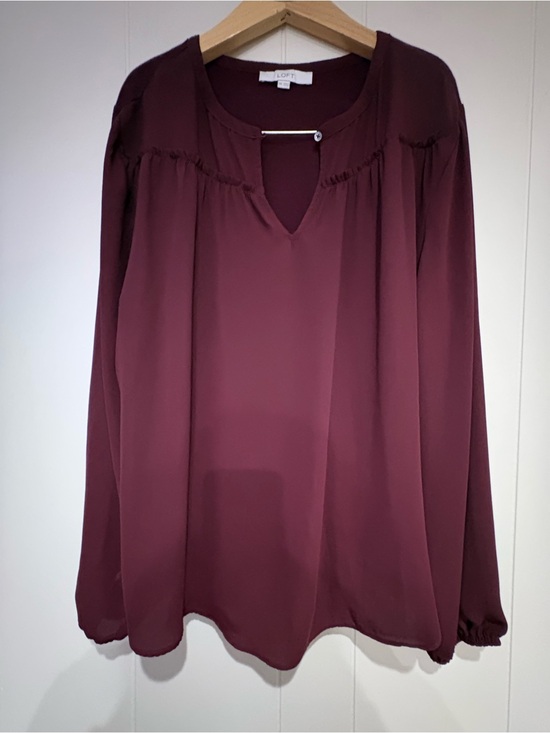 LOFT Tops - Loft burgundy long sleeve blouse XXL